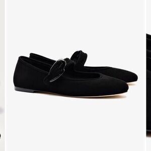 Larroude Black Suede Verona Ballet Flats